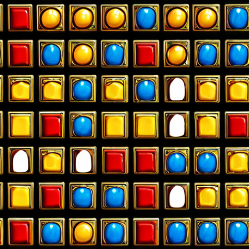 Home 15 ** A colorful and vibrant Royal Match game level, highlighting the variety of blocks and potential patterns in color distribution. The image should suggest a sense of challenge and fun.
**